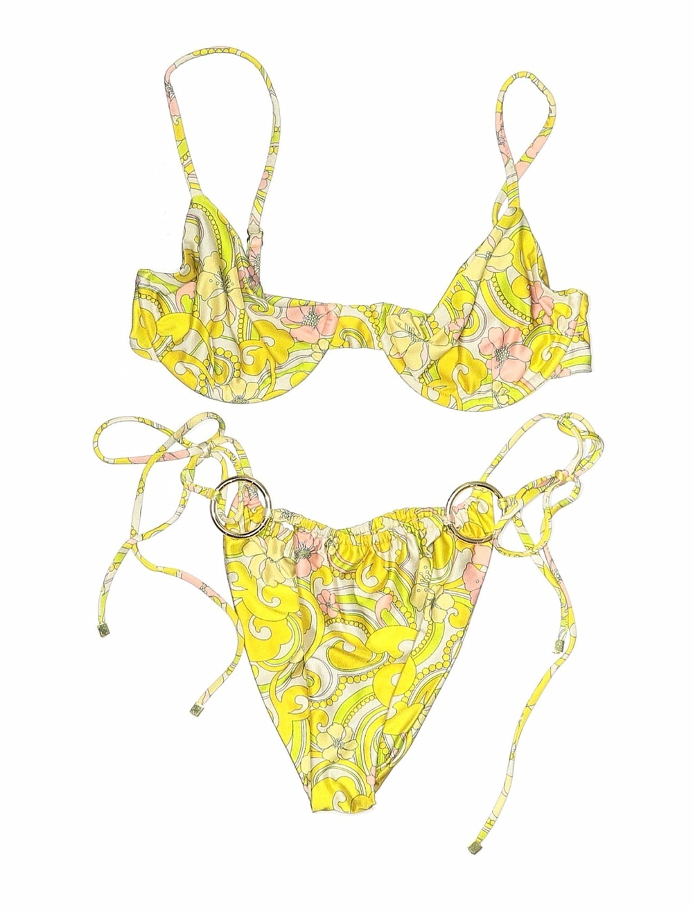 CIN CIN Golden Print Two Piece Bikini Size Medium VGUC